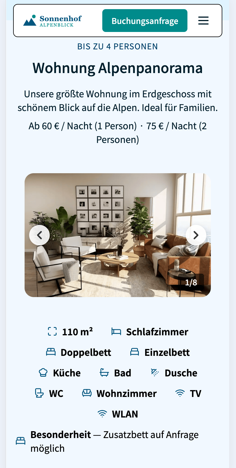 Screenshot of the finished website for sign-off